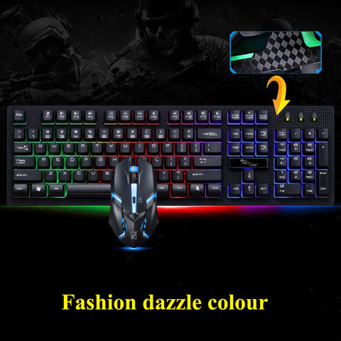 Backlight LED USB Wired Gaming Keyboard w/ 2000 DPI Mouse