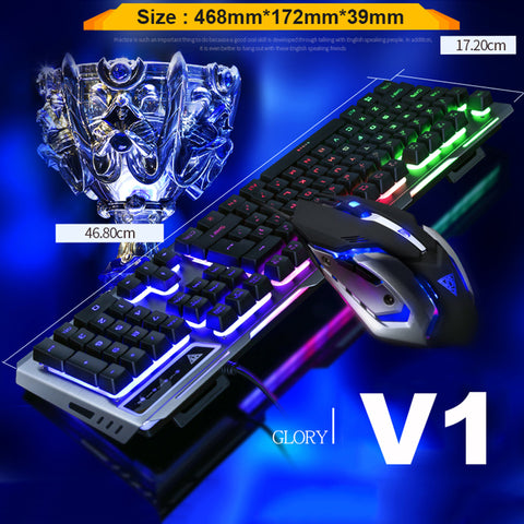 Wired Backlit USB Gaming Keyboard w/ 3200DPI Optical Gamer Mouse