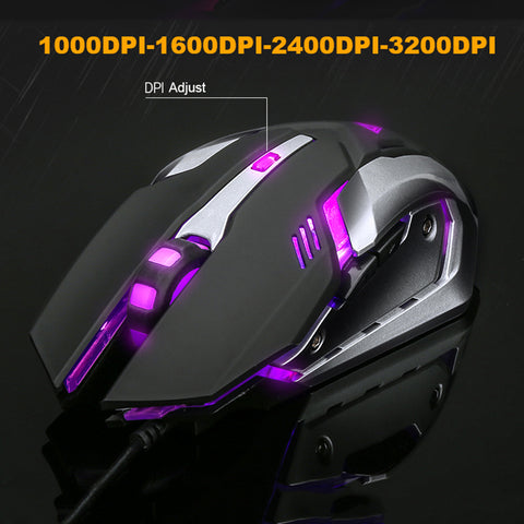 Wired Backlit USB Gaming Keyboard w/ 3200DPI Optical Gamer Mouse