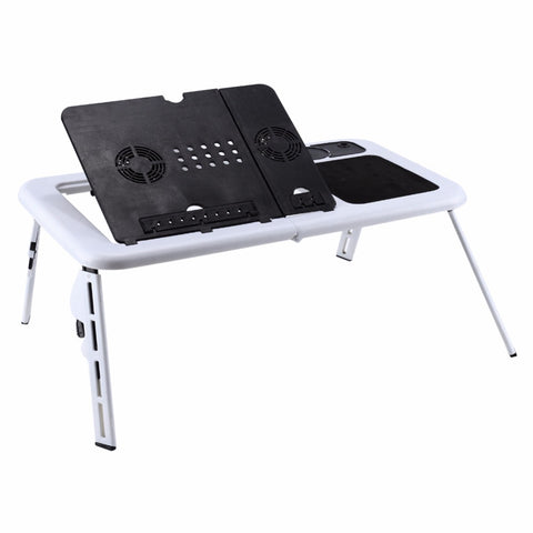 Adjustable Portable Laptop Desk w/ Tray USB Cool Fans