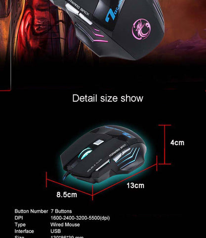 USB Wired LED Breathing Backlight Pro Gaming Keyboard Mouse Combo
