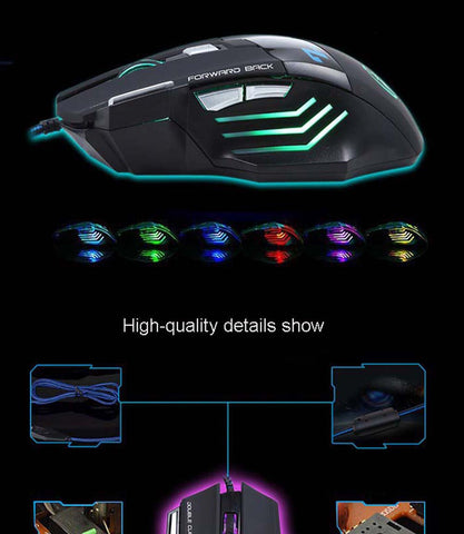 USB Wired LED Breathing Backlight Pro Gaming Keyboard Mouse Combo