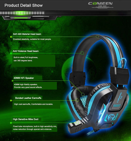 Heavy Bass LED Light Gaming Headphone w/ Mouse