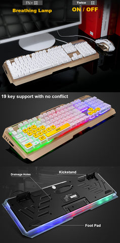 Wired Backlit USB Gaming Keyboard w/ 3200DPI Optical Gamer Mouse