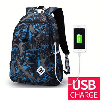 USB Charge Waterproof Nylon Laptop Backpack