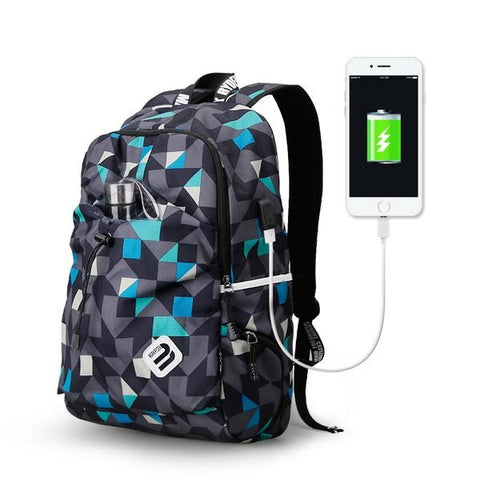 USB Charge Waterproof Nylon Laptop Backpack