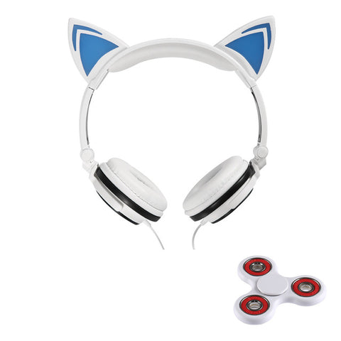 Foldable Flashing Glowing Cat Headphone w/ LED Light
