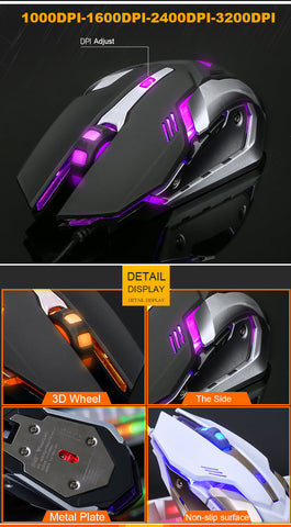 Wired Backlit USB Gaming Keyboard w/ 3200DPI Optical Gamer Mouse