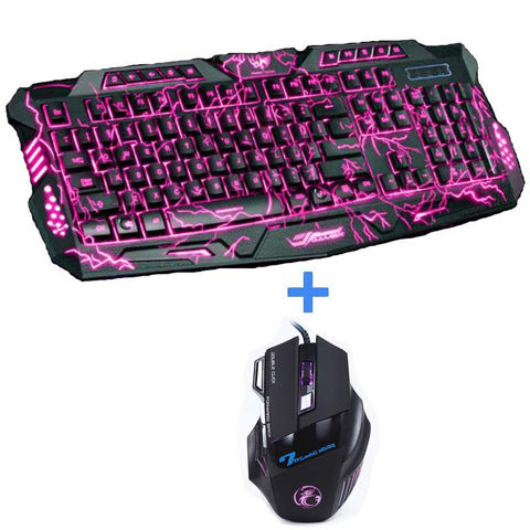 USB Wired LED Breathing Backlight Pro Gaming Keyboard Mouse Combo