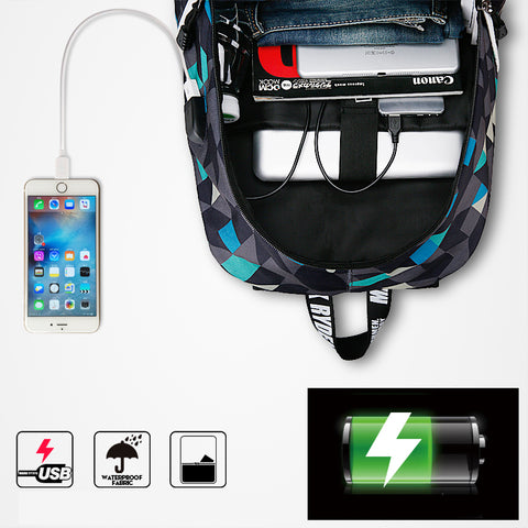 USB Charge Waterproof Nylon Laptop Backpack