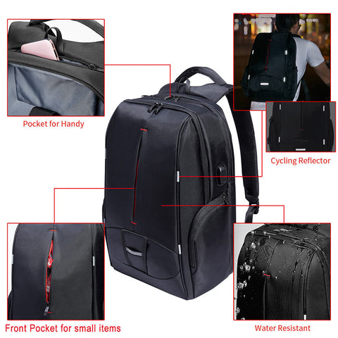 17" Waterproof USB Charging Laptop Backpack