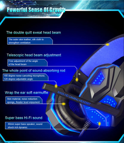 Gaming Big Glowing Headphone w/ Microphone LED Light