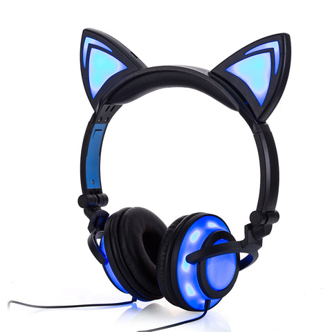 Cat Ear LED Flashing Glowing Headset Gaming Headphone