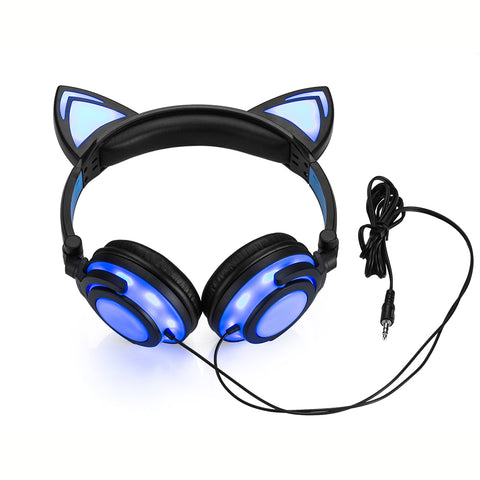 Cat Ear LED Flashing Glowing Headset Gaming Headphone