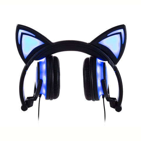 Cat Ear LED Flashing Glowing Headset Gaming Headphone