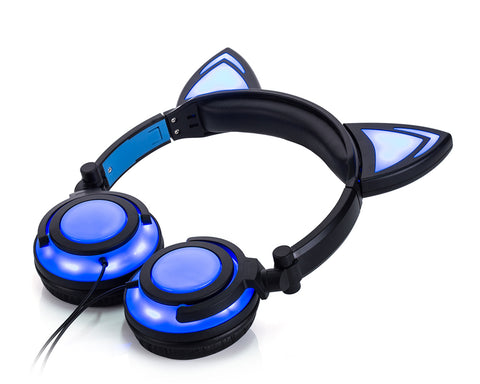Cat Ear LED Flashing Glowing Headset Gaming Headphone
