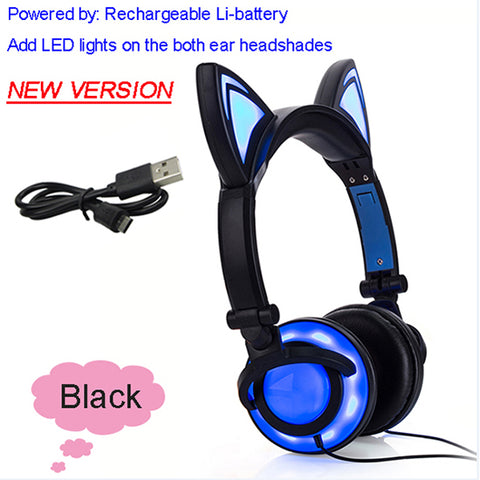 Cat Ear LED Flashing Glowing Headset Gaming Headphone