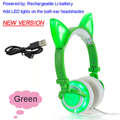 Cat Ear LED Flashing Glowing Headset Gaming Headphone