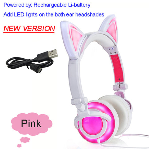 Cat Ear LED Flashing Glowing Headset Gaming Headphone