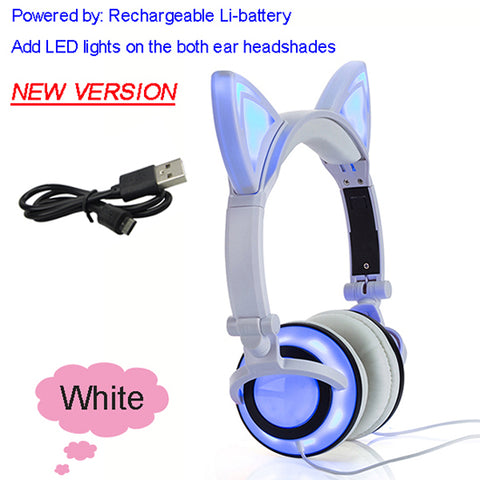 Cat Ear LED Flashing Glowing Headset Gaming Headphone