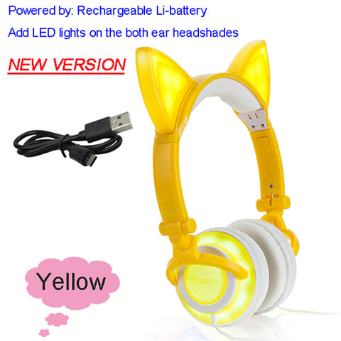 Cat Ear LED Flashing Glowing Headset Gaming Headphone