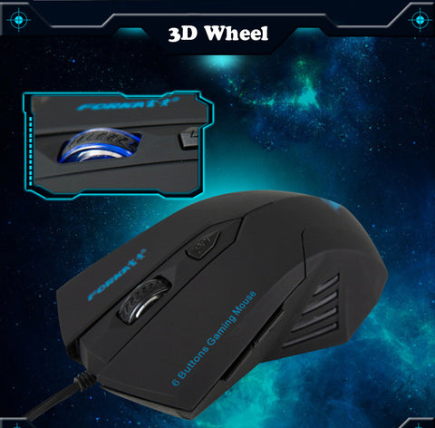 SILENT FROSTED ERGONOMICS 2400DPI USB 6D WIRED OPTICAL GAMING MOUSE