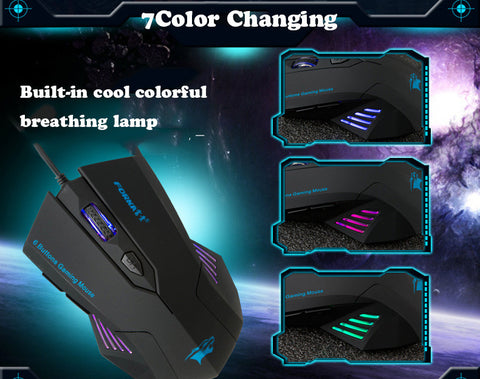 SILENT FROSTED ERGONOMICS 2400DPI USB 6D WIRED OPTICAL GAMING MOUSE