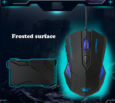 SILENT FROSTED ERGONOMICS 2400DPI USB 6D WIRED OPTICAL GAMING MOUSE