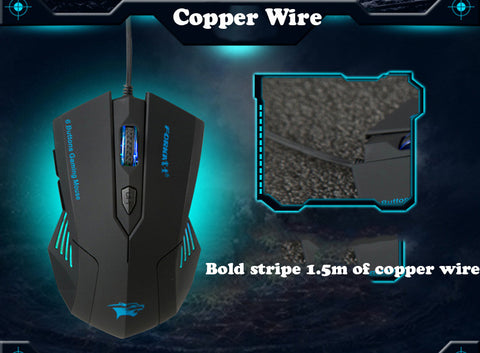 SILENT FROSTED ERGONOMICS 2400DPI USB 6D WIRED OPTICAL GAMING MOUSE