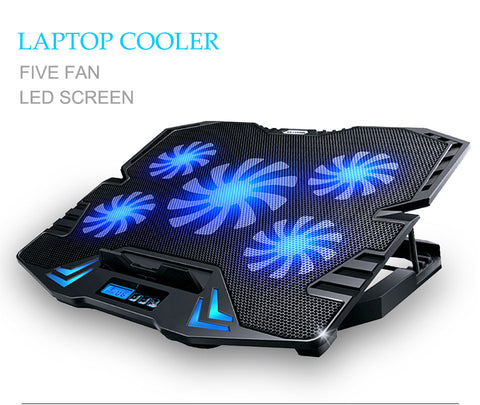 12-15.6 inch Quiet USB Laptop Cooling Pad w/ 5 Fans Light