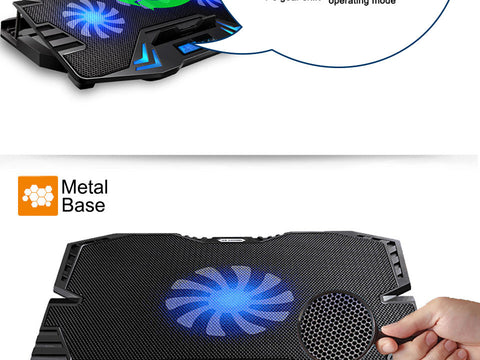 12-15.6 inch Quiet USB Laptop Cooling Pad w/ 5 Fans Light