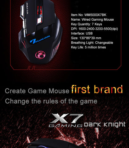 7 Button 5500 DPI LED Optical USB Wired Gaming Mouse