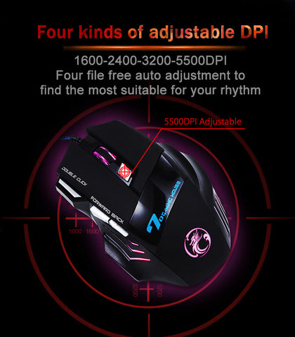 7 Button 5500 DPI LED Optical USB Wired Gaming Mouse