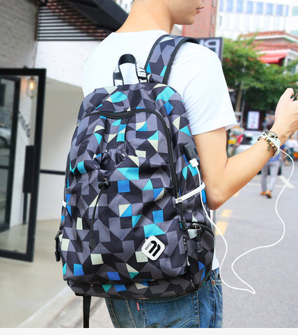 USB Charge Waterproof Nylon Laptop Backpack