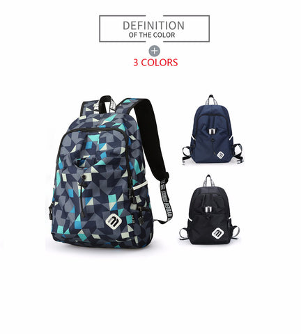 USB Charge Waterproof Nylon Laptop Backpack