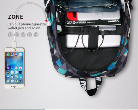 USB Charge Waterproof Nylon Laptop Backpack