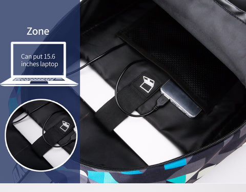 USB Charge Waterproof Nylon Laptop Backpack