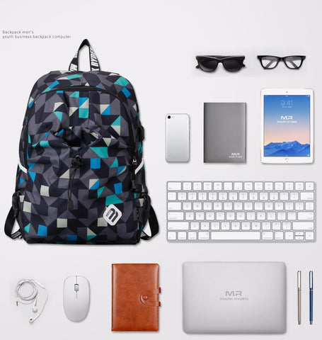USB Charge Waterproof Nylon Laptop Backpack