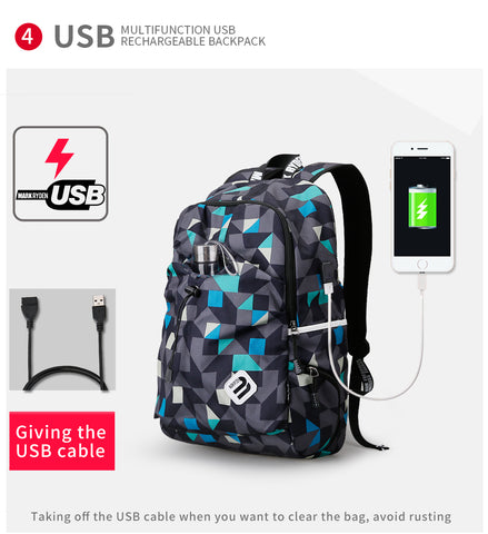 USB Charge Waterproof Nylon Laptop Backpack