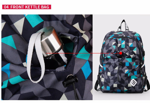 USB Charge Waterproof Nylon Laptop Backpack