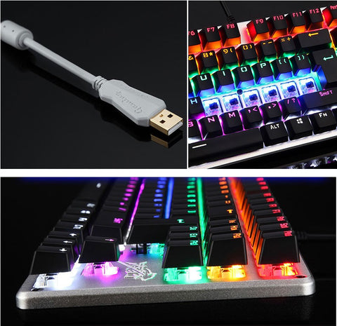 LED Backlit Luminous Anti-Ghosting Metal Wired Gaming Keyboard