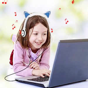Foldable Flashing Glowing Cat Headphone w/ LED Light