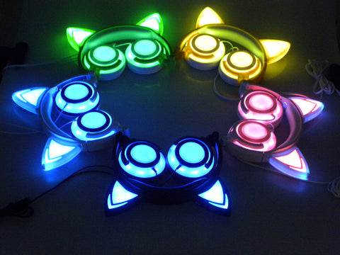 Cat Ear LED Flashing Glowing Headset Gaming Headphone