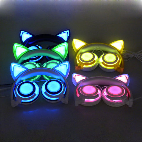 Cat Ear LED Flashing Glowing Headset Gaming Headphone