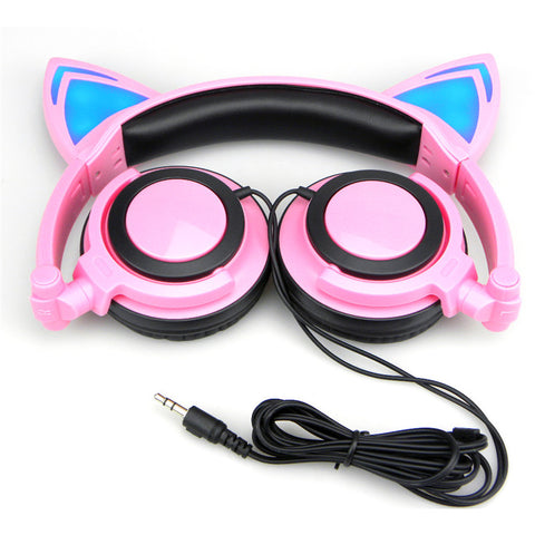 Cat Ear LED Flashing Glowing Headset Gaming Headphone