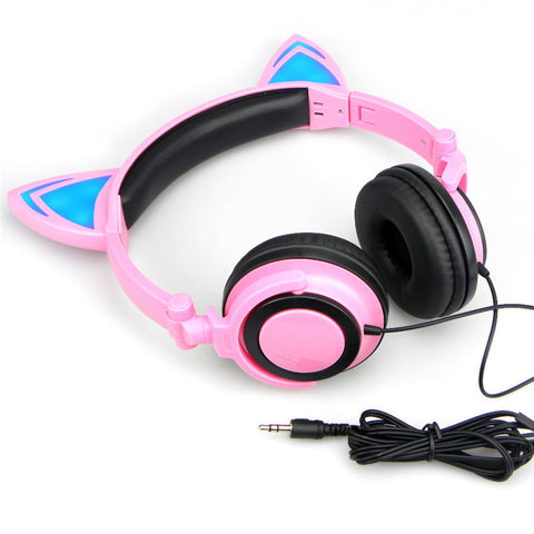 Cat Ear LED Flashing Glowing Headset Gaming Headphone