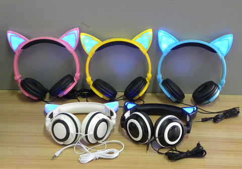 Cat Ear LED Flashing Glowing Headset Gaming Headphone
