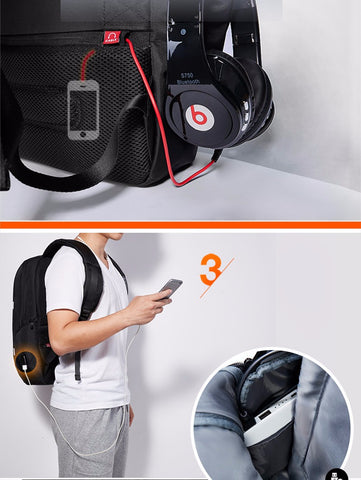 17" Waterproof USB Charging Laptop Backpack