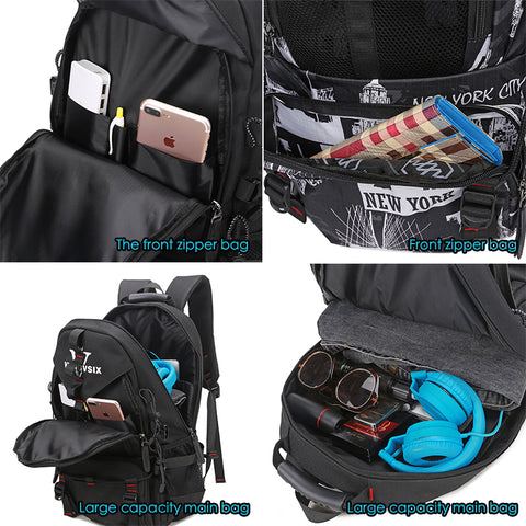 Extra large USB Travel Waterproof 14-17 inch Backpack