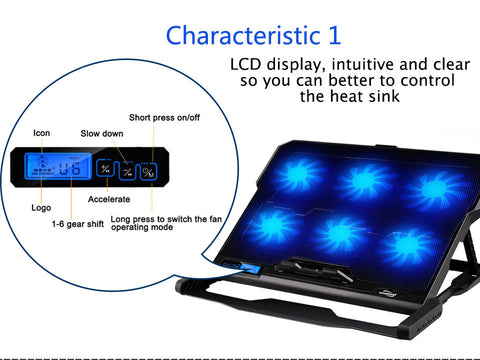 2 USB Ports and Six Cooling Fan for 14.6"-16" Laptop